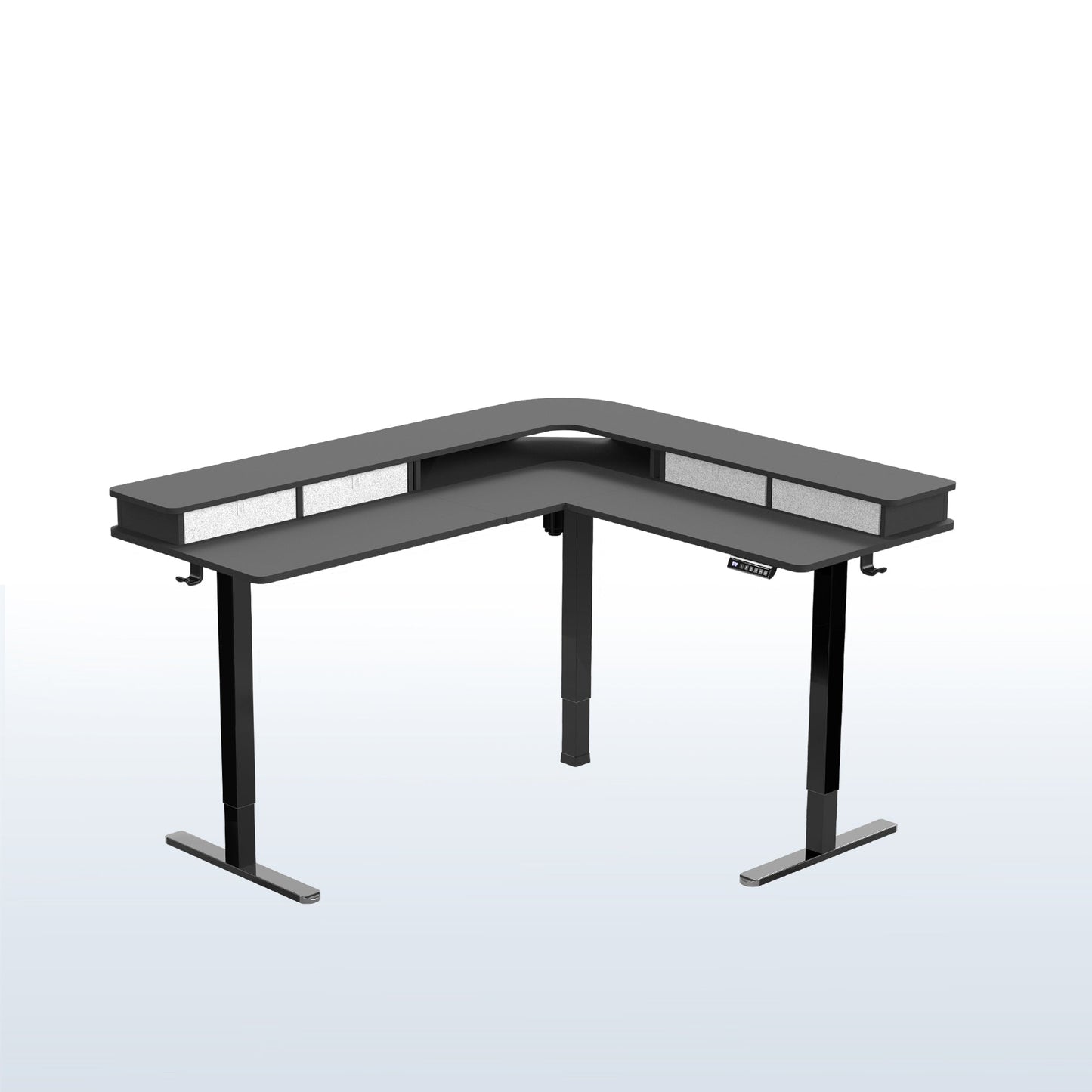 VIVO E3CV Series - Two Tier Corner Electric with Storage - DESK-E3CVB