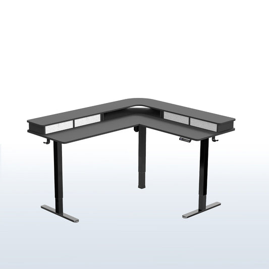 VIVO E3CV Series - Two Tier Corner Electric with Storage - DESK-E3CVB