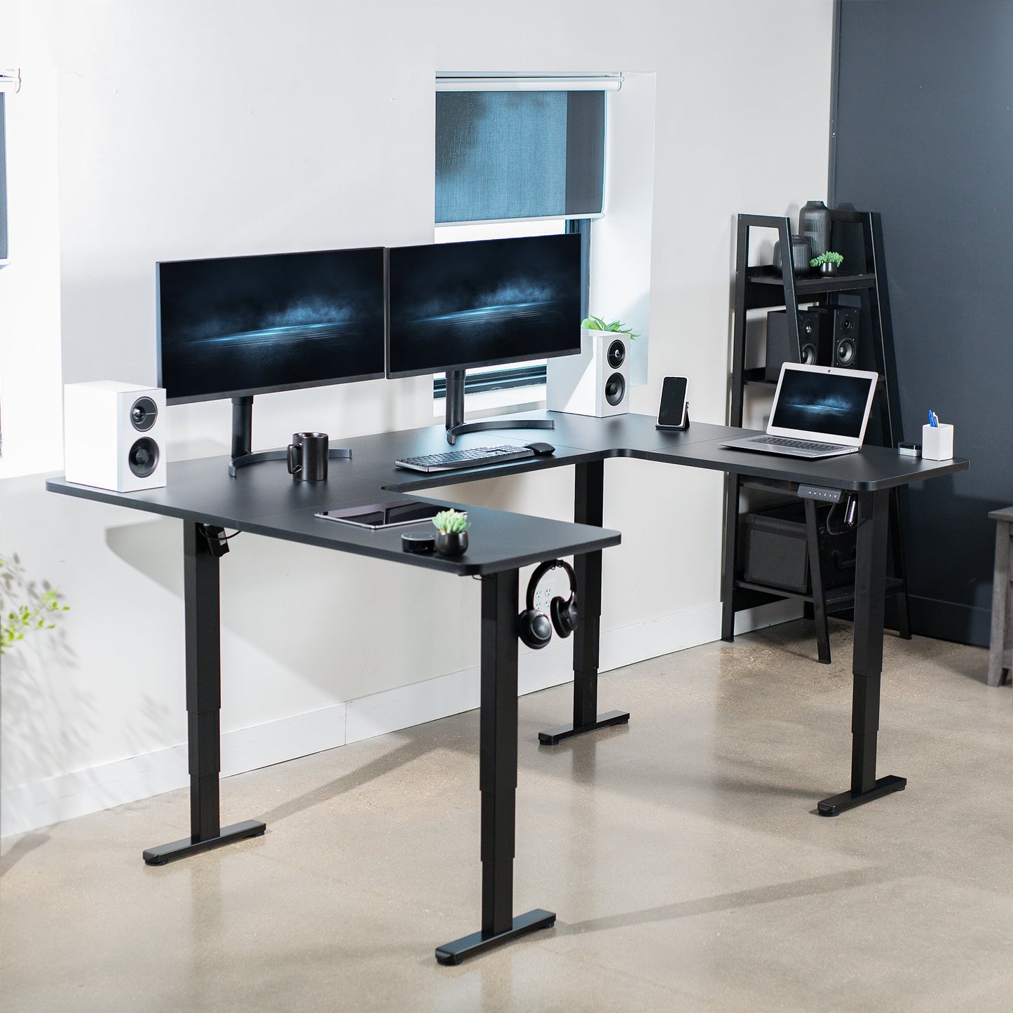 VIVO U-Shaped 83" x 60" Dual Motor Electric  -  DESK-E4UBB