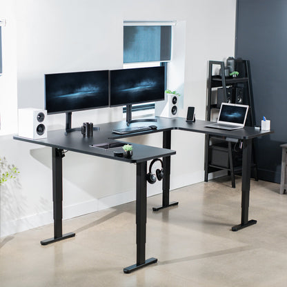 VIVO U-Shaped 83" x 60" Dual Motor Electric  -  DESK-E4UBB