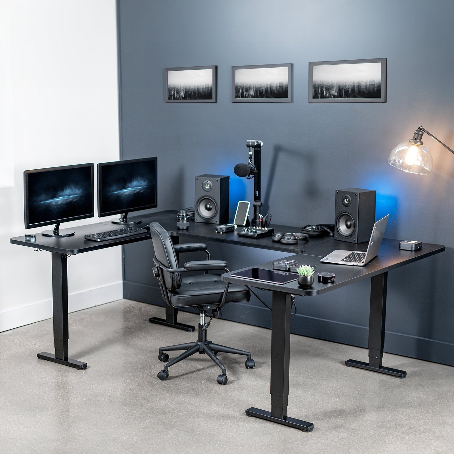VIVO U-Shaped 83" x 60" Dual Motor Electric  -  DESK-E4UBB