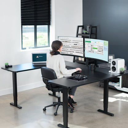 VIVO U-Shaped 83" x 60" Dual Motor Electric  -  DESK-E4UBB