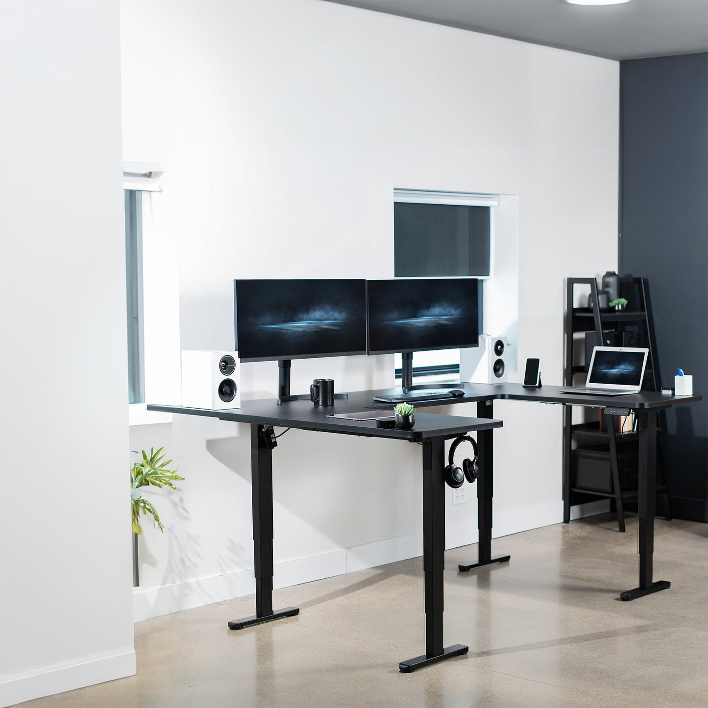 VIVO U-Shaped 83" x 60" Dual Motor Electric  -  DESK-E4UBB