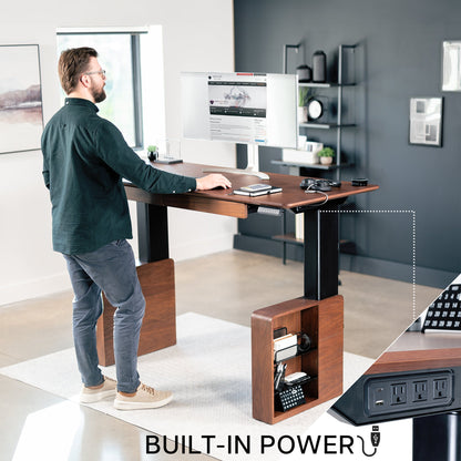 VIVO Walnut 72" x 30" Electric Executive Desk with Storage - DESK-EX7230D