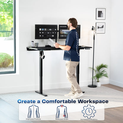 VIVO 1B6-P3B Series - Electric Desk with Concealed Cable Table Top and Full-Size Pad - DESK-KIT-1B6-P3B