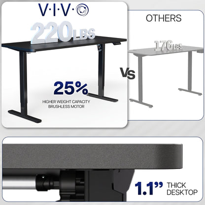VIVO 1B6-P3B Series - Electric Desk with Concealed Cable Table Top and Full-Size Pad - DESK-KIT-1B6-P3B