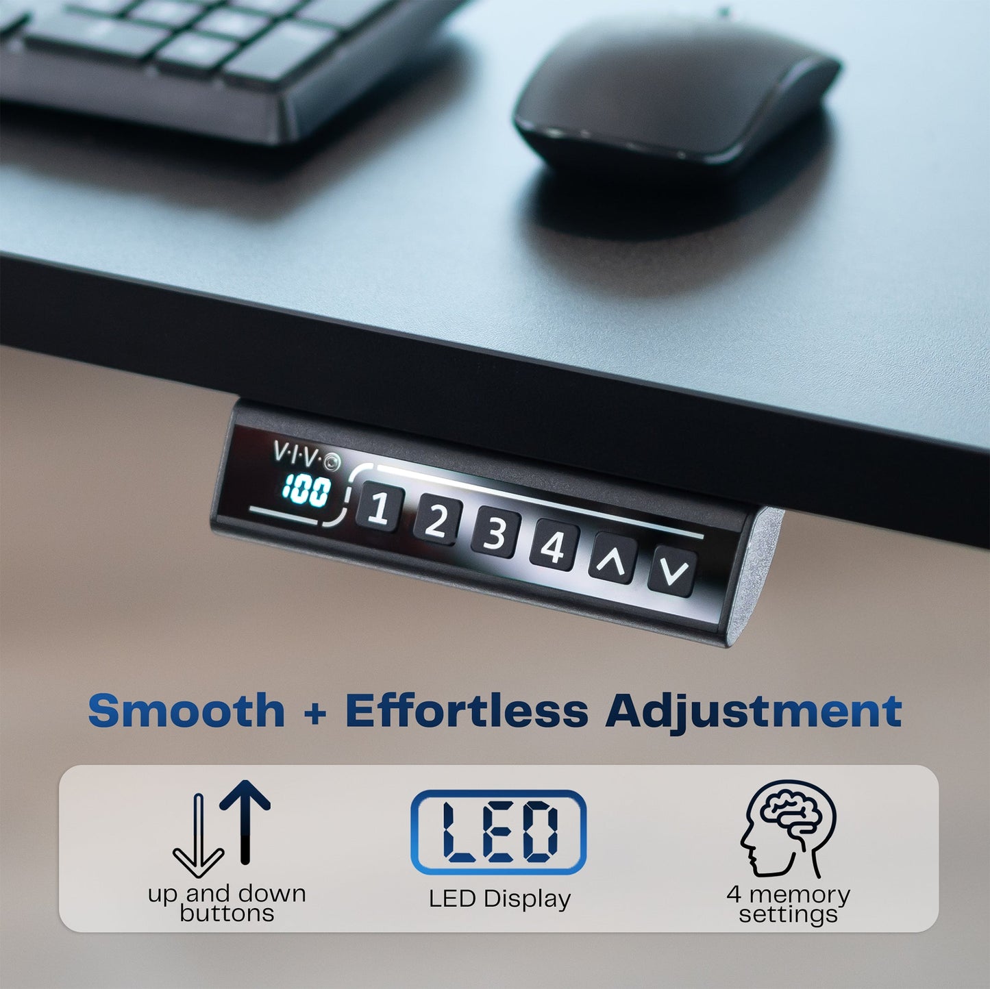 VIVO 1B6-P3B Series - Electric Desk with Concealed Cable Table Top and Full-Size Pad - DESK-KIT-1B6-P3B