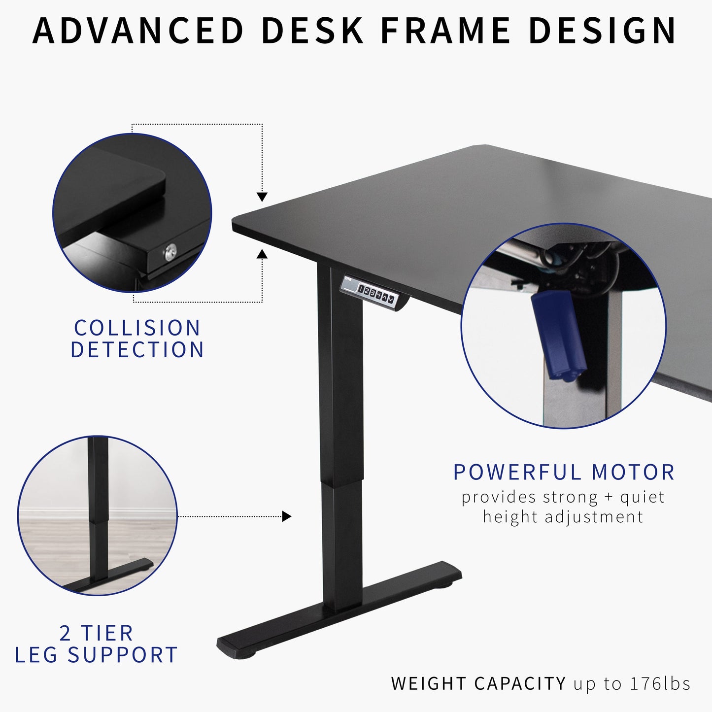 VIVO 71" x 30" Electric Desk with Square Corner Top - DESK-KIT-1B71S-B