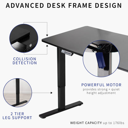 VIVO 71" x 30" Electric Desk with Square Corner Top - DESK-KIT-1B71S-B