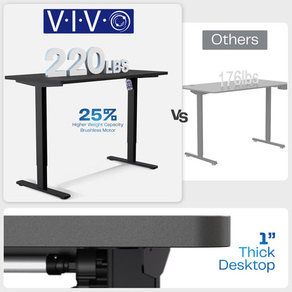 VIVO 71" x 30" Electric Desk with Square Corner Top - DESK-KIT-1B71S-B