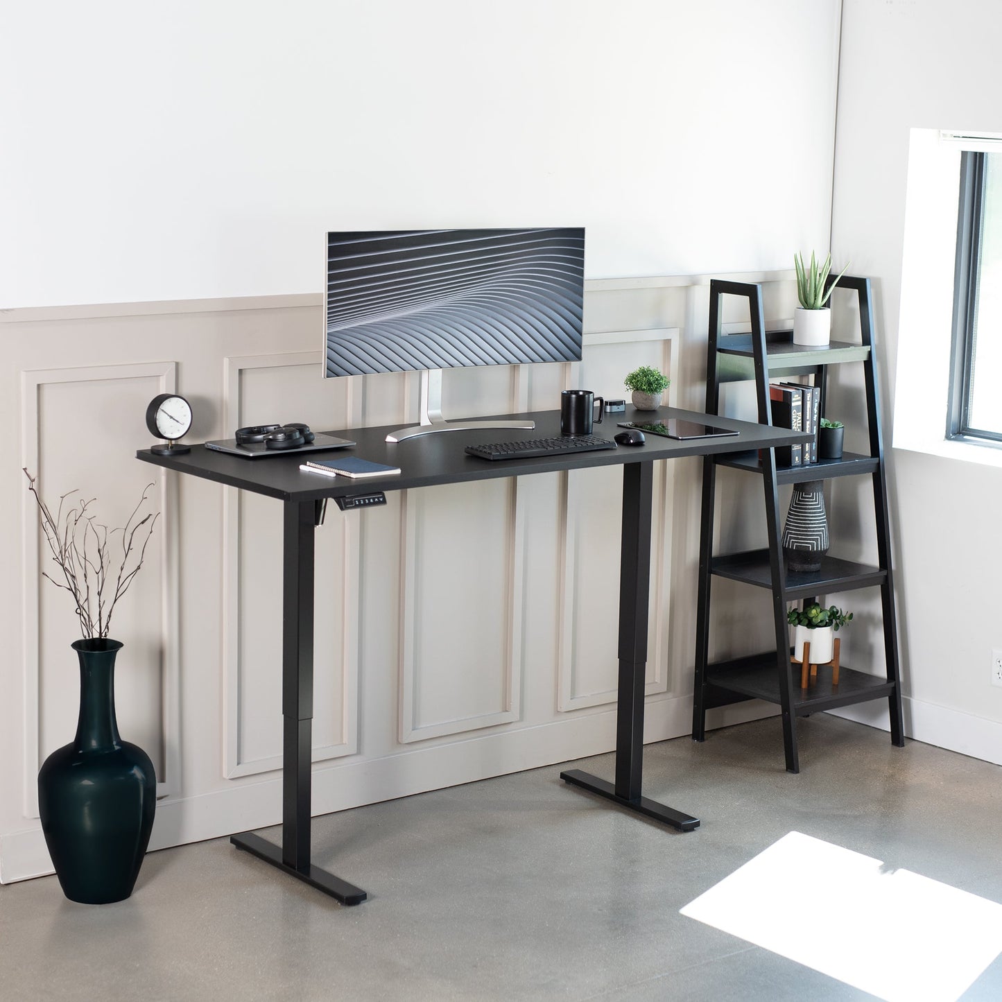 VIVO 71" x 30" Electric Desk with Square Corner Top - DESK-KIT-1B71S-B