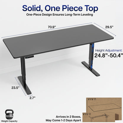 VIVO 2E Series - 71" x 30" Electric Desk with Touch Screen Memory Controller - DESK-KIT-2E71B