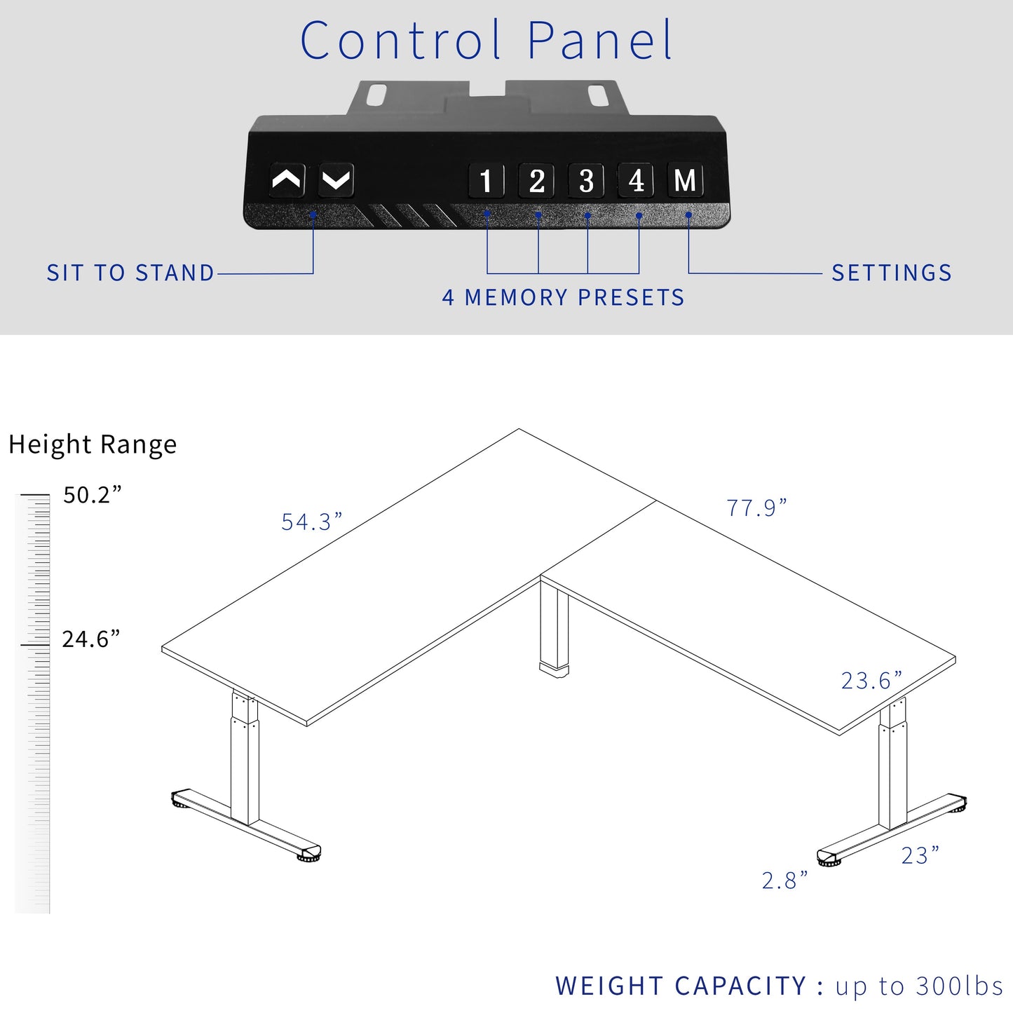 VIVO 3E Series - Triple Motor Corner Electric - DESK-KIT-3E5SB