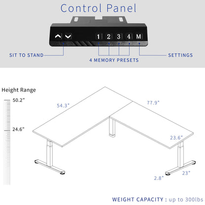 VIVO 3E Series - Triple Motor Corner Electric - DESK-KIT-3E5SB