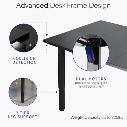 VIVO 40 Series - 95" x 55" Dual Motor 4-Leg Conference Table with Square Corner Top - DESK-KIT-404B