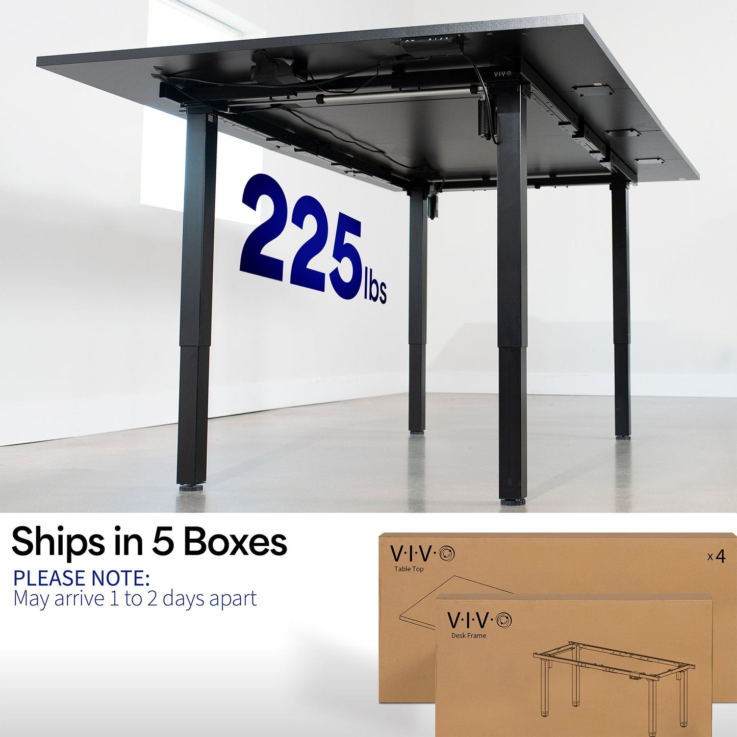 VIVO 40 Series - 95" x 55" Dual Motor 4-Leg Conference Table with Square Corner Top - DESK-KIT-404B