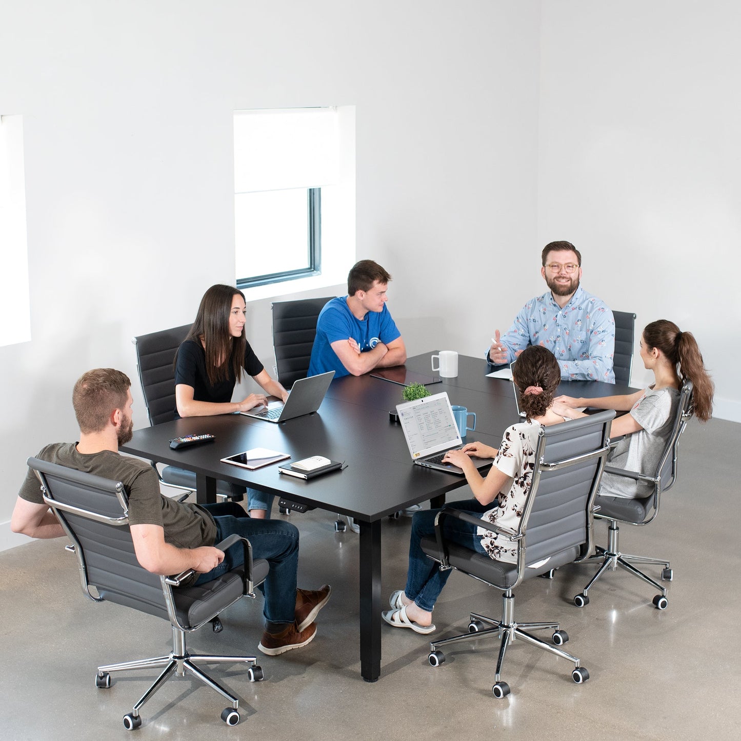 VIVO 40 Series - 95" x 55" Dual Motor 4-Leg Conference Table with Square Corner Top - DESK-KIT-404B
