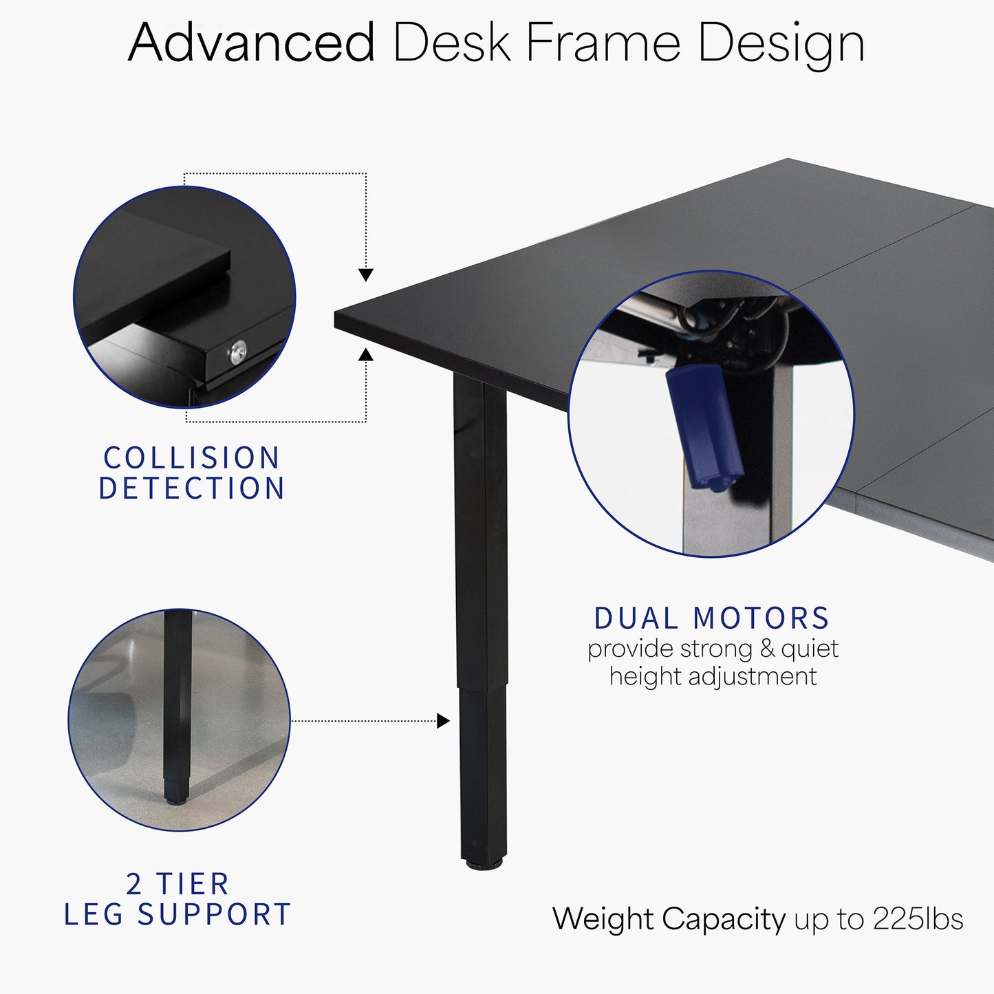 VIVO 40 Series - 118" x 55" Dual Motor 4-Leg Conference Table with Square Corner Top - DESK-KIT-405B