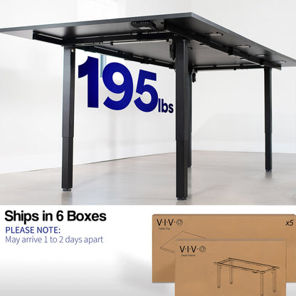 VIVO 40 Series - 118" x 55" Dual Motor 4-Leg Conference Table with Square Corner Top - DESK-KIT-405B