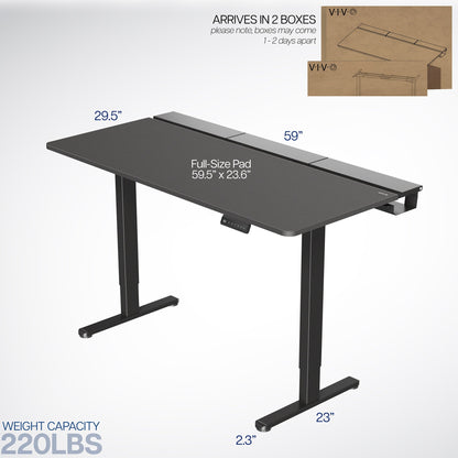 VIVO  Series - Dual Motor Electric Desk with Concealed Cable Table Top & Full-Size Pad - DESK-KIT-E2B-P3B
