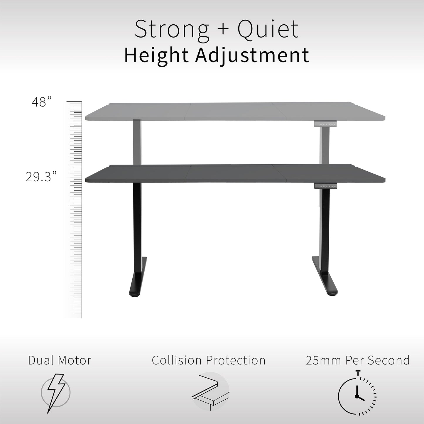 VIVO  Series - Dual Motor Electric Desk with Concealed Cable Table Top & Full-Size Pad - DESK-KIT-E2B-P3B