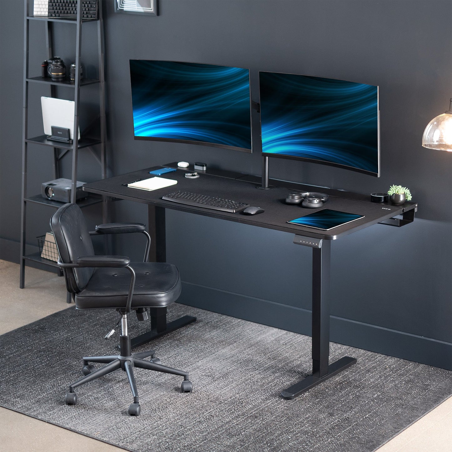 VIVO  Series - Dual Motor Electric Desk with Concealed Cable Table Top & Full-Size Pad - DESK-KIT-E2B-P3B