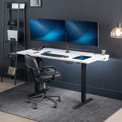 VIVO  Series - Dual Motor Electric Desk with Concealed Cable Table Top & Full-Size Pad - DESK-KIT-E2B-P3B