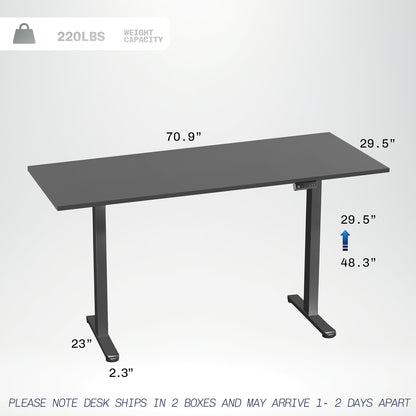 VIVO E2 Series - 71" x 30" Dual Motor Electric with Square Corner Top - DESK-KIT-E2B71S-B