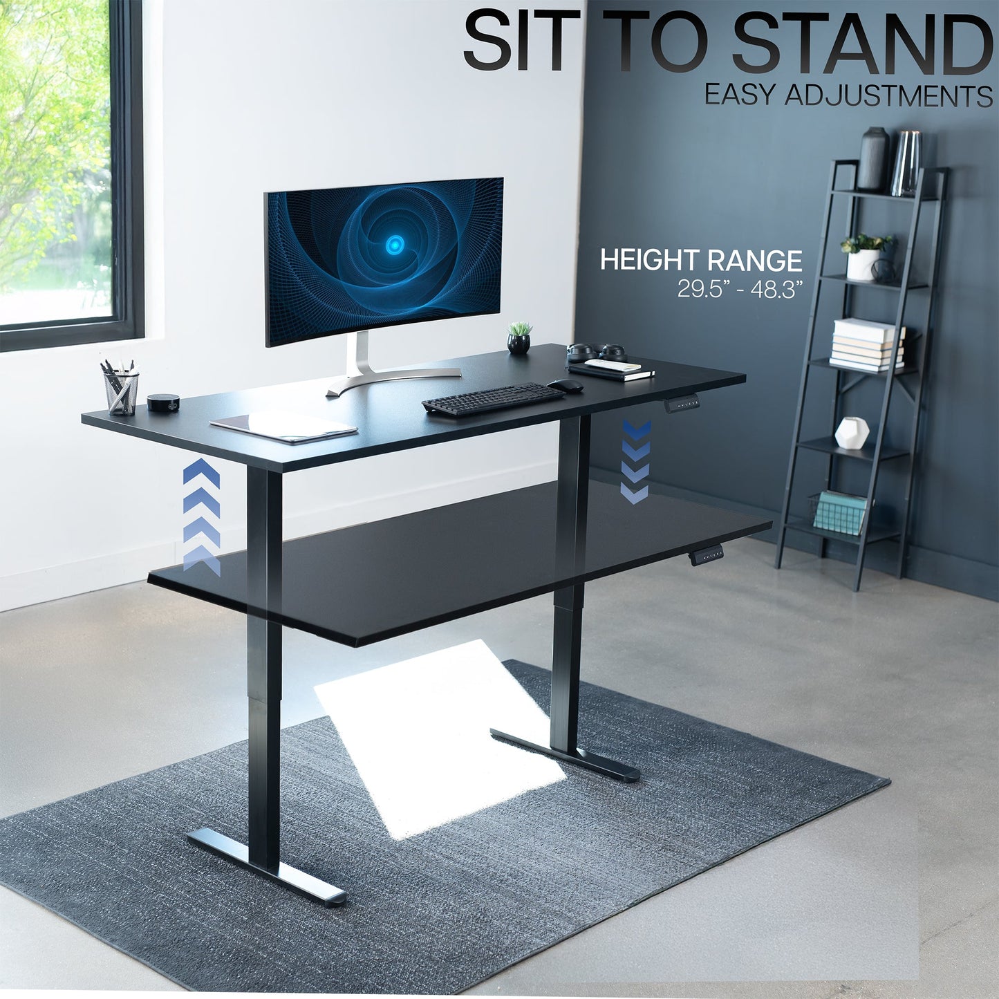 VIVO E2 Series - 71" x 30" Dual Motor Electric with Square Corner Top - DESK-KIT-E2B71S-B