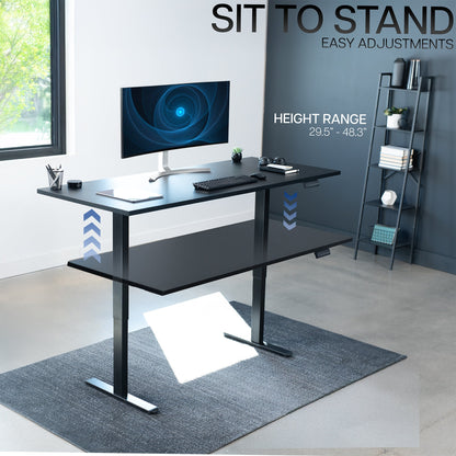 VIVO E2 Series - 71" x 30" Dual Motor Electric with Square Corner Top - DESK-KIT-E2B71S-B