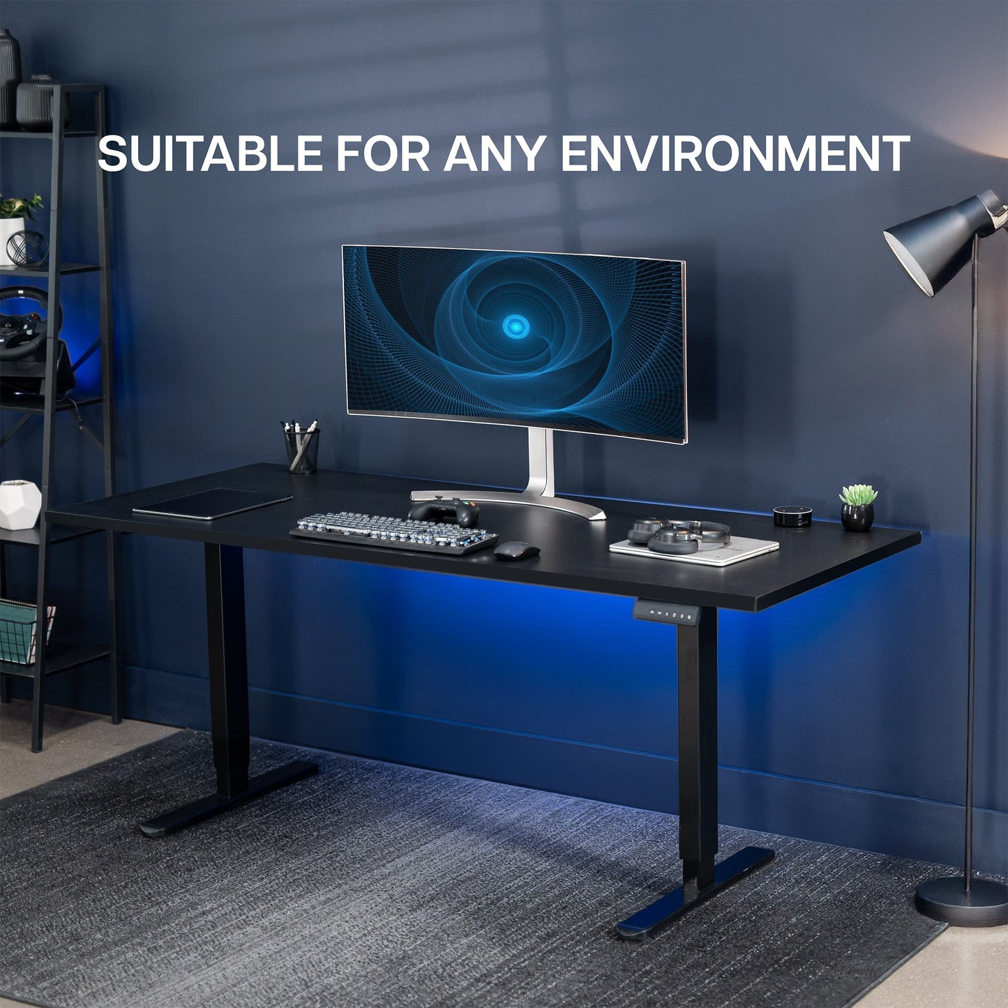 VIVO E2 Series - 71" x 30" Dual Motor Electric with Square Corner Top - DESK-KIT-E2B71S-B