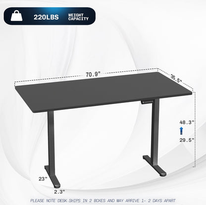 VIVO E2 Series - 71" x 36" Dual Motor Electric Desk - DESK-KIT-E2B7B-36
