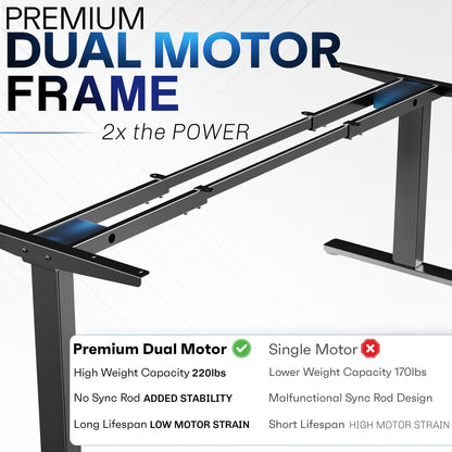 VIVO E2 Series - 71" x 36" Dual Motor Electric Desk - DESK-KIT-E2B7B-36