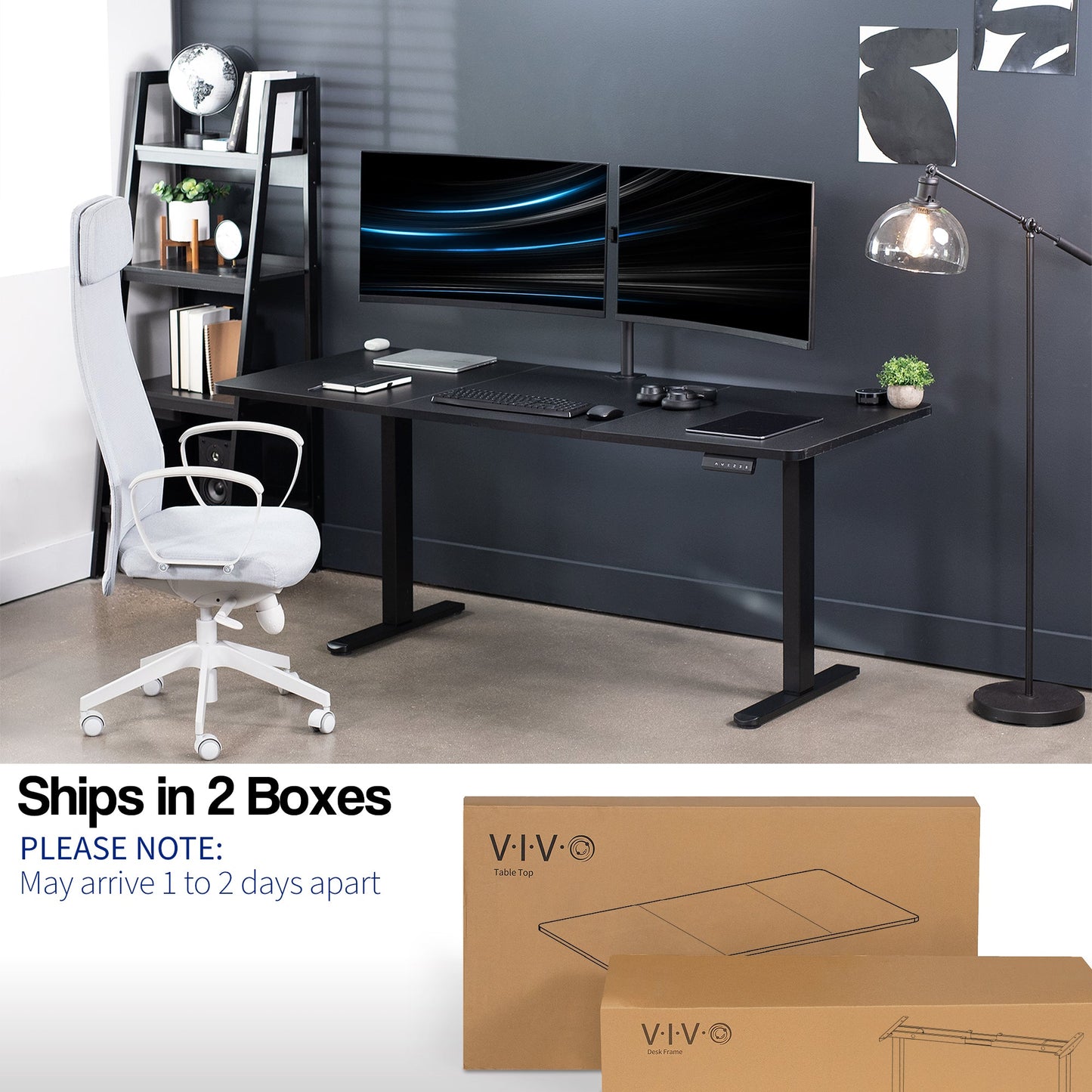 VIVO E2 Series - 71" x 30" Dual Motor Electric - DESK-KIT-E2B7B
