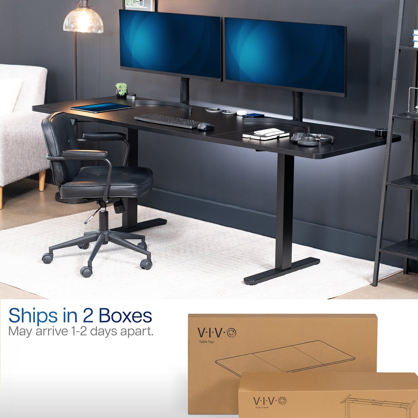 VIVO E2 Series - 83" x 30" Dual Motor Electric  - DESK-KIT-E2B84-30B