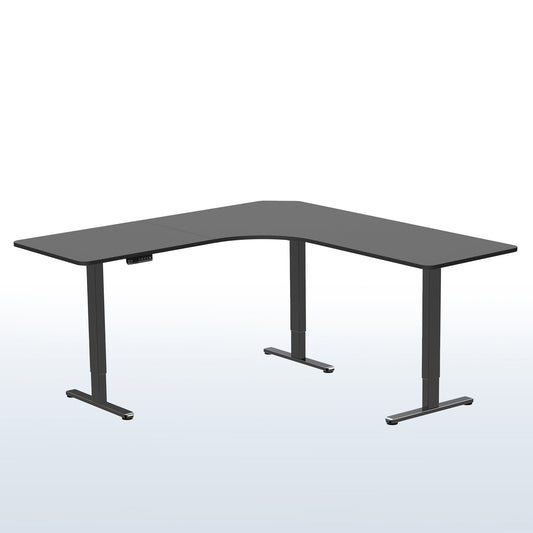 VIVO E3 Series - Curved Corner Triple Motor Electric Desk with Push Button Memory Controller - DESK-KIT-E3CB2