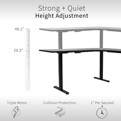 VIVO E3 Series - Curved Corner Triple Motor Electric Desk with Push Button Memory Controller - DESK-KIT-E3CB2
