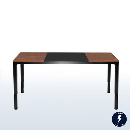 VIVO Dark Walnut / Black 71" x 30" Quad Motor Electric 4-Leg Desk - DESK-KIT-F10BD