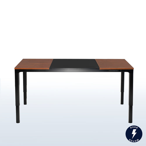 VIVO Dark Walnut / Black 71" x 30" Quad Motor Electric 4-Leg Desk - DESK-KIT-F10BD