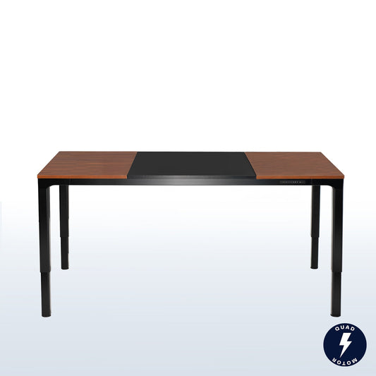 VIVO Dark Walnut / Black 71" x 30" Quad Motor Electric 4-Leg Desk - DESK-KIT-F10BD