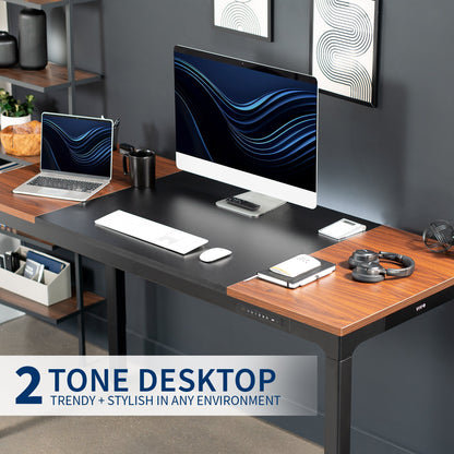 VIVO Dark Walnut / Black 71" x 30" Quad Motor Electric 4-Leg Desk - DESK-KIT-F10BD