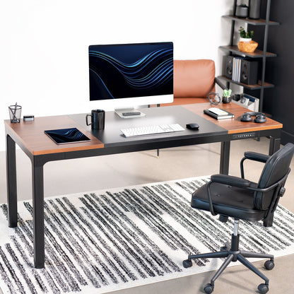 VIVO Dark Walnut / Black 71" x 30" Quad Motor Electric 4-Leg Desk - DESK-KIT-F10BD