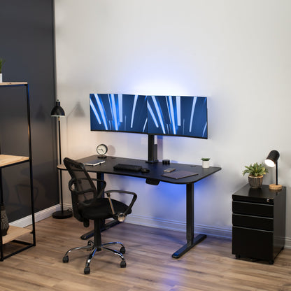 VIVO 63" x 32" Electric Desk with Motorized Dual Monitor Arm & Touch Screen Memory Controller - 20" to 32" Screens - DESK-KIT-SET1B