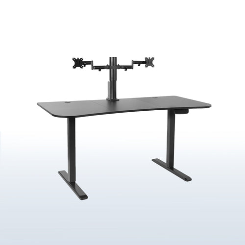 VIVO 63" x 32" Electric Desk with Motorized Dual Monitor Arm & Touch Screen Memory Controller - 20" to 32" Screens - DESK-KIT-SET1B