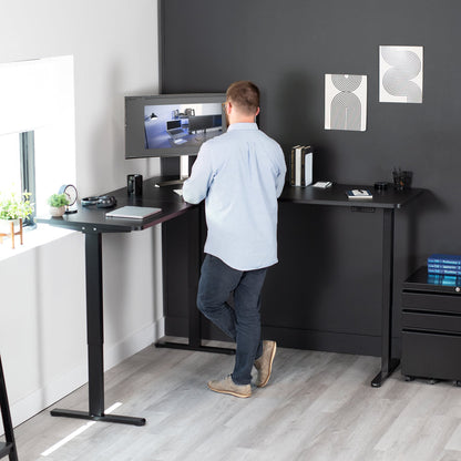 VIVO Electric Multi Motor Corner Frame with Memory Controller - DESK-V123EB
