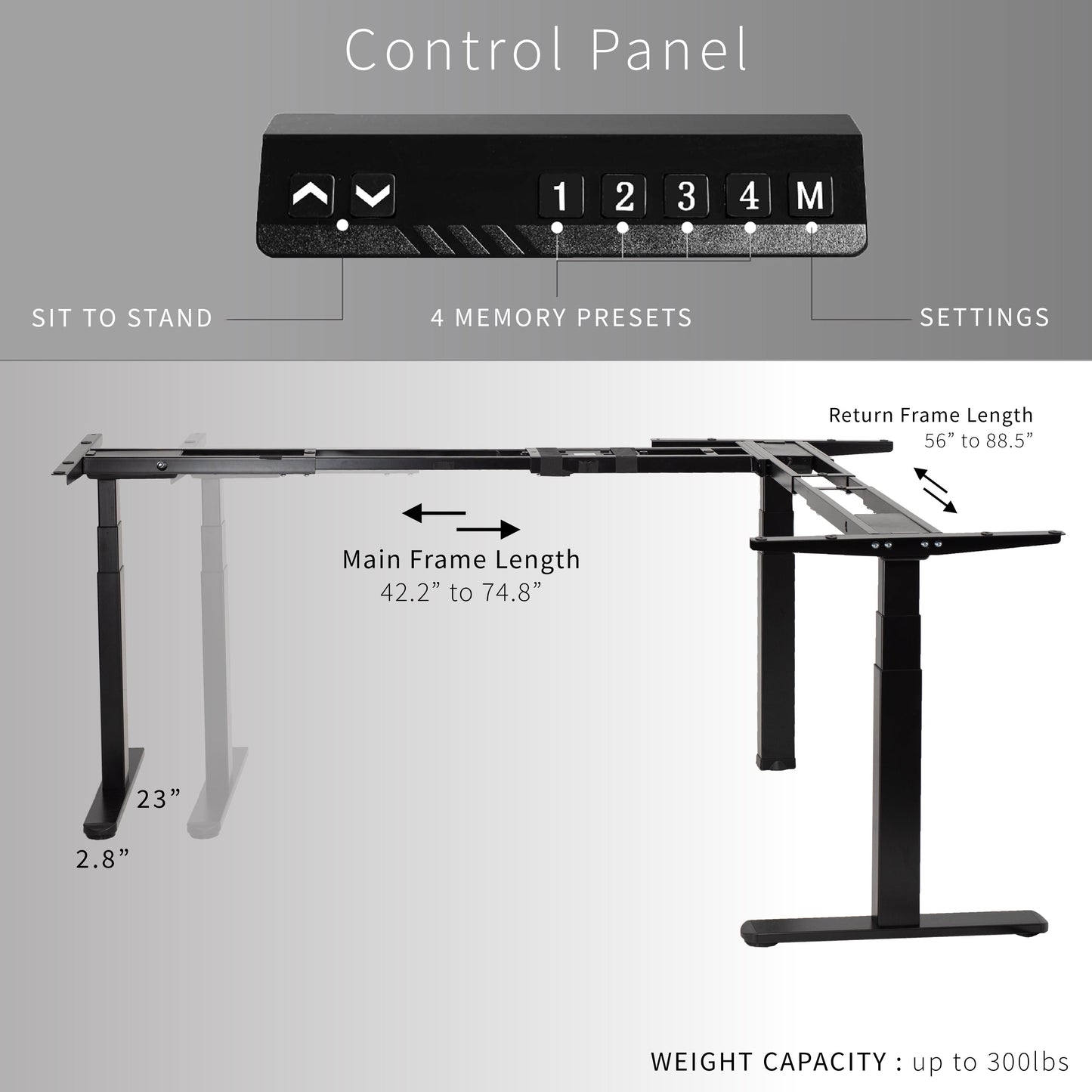 VIVO Electric Multi Motor Corner Desk Frame with Memory Controller - DESK-V130EB