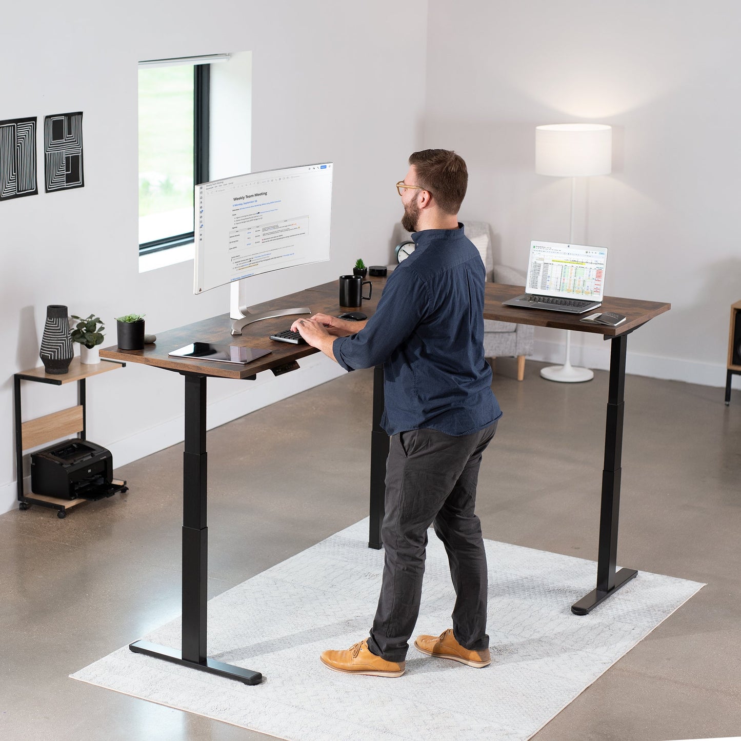 VIVO Electric Multi Motor Corner Desk Frame with Memory Controller - DESK-V130EB