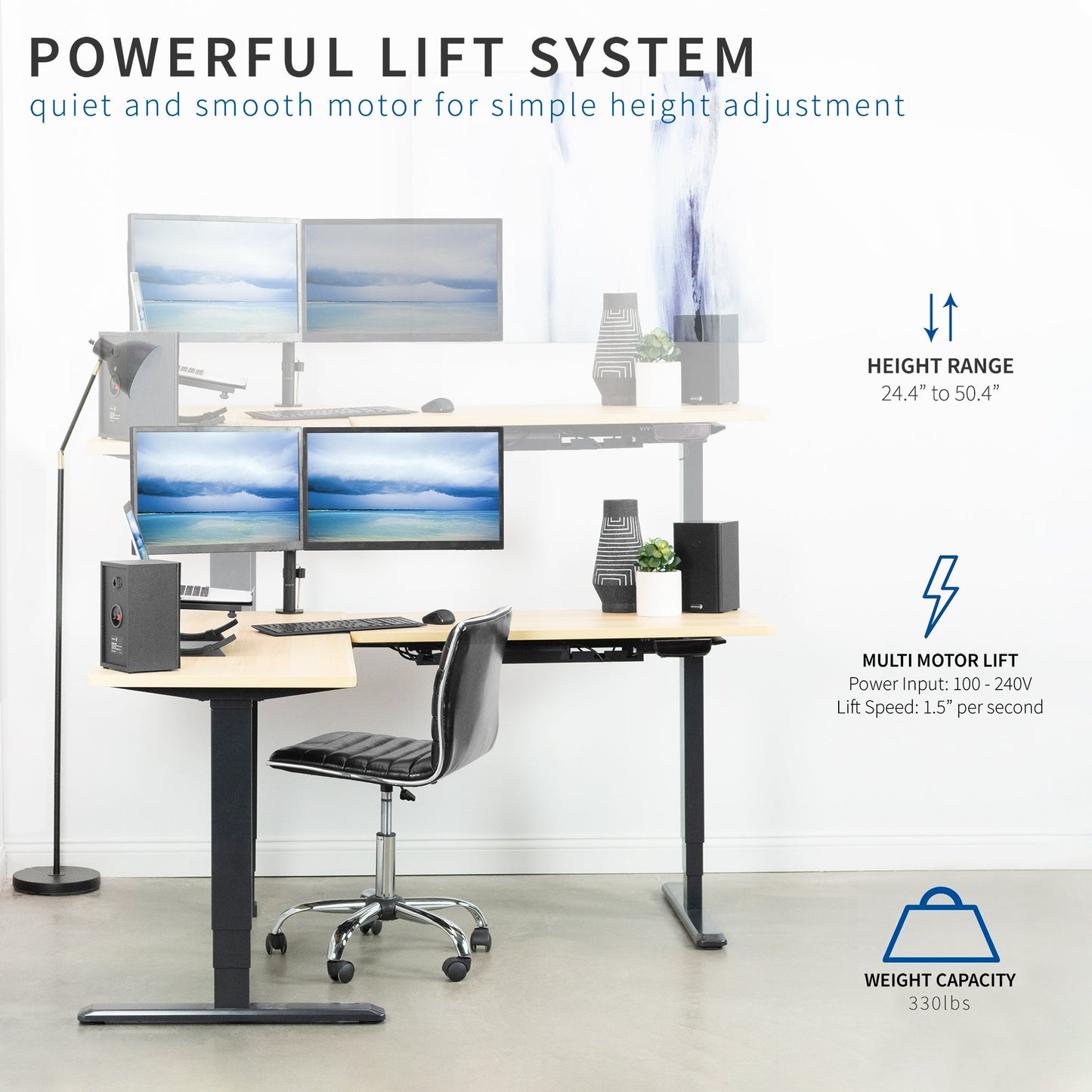 VIVO Electric Multi Motor Corner  Frame with Touch Screen Memory Controller - DESK-V133E
