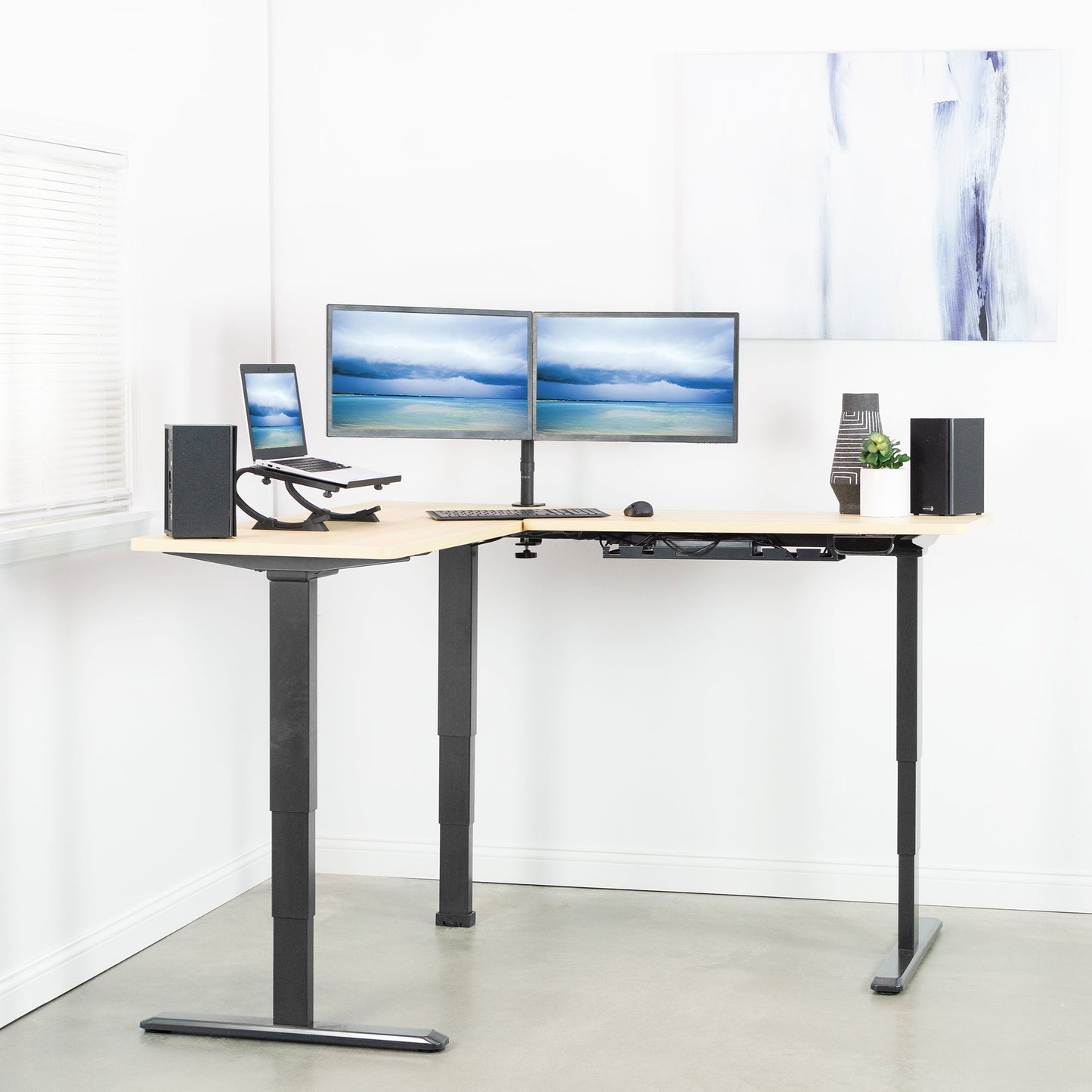 VIVO Electric Multi Motor Corner  Frame with Touch Screen Memory Controller - DESK-V133E