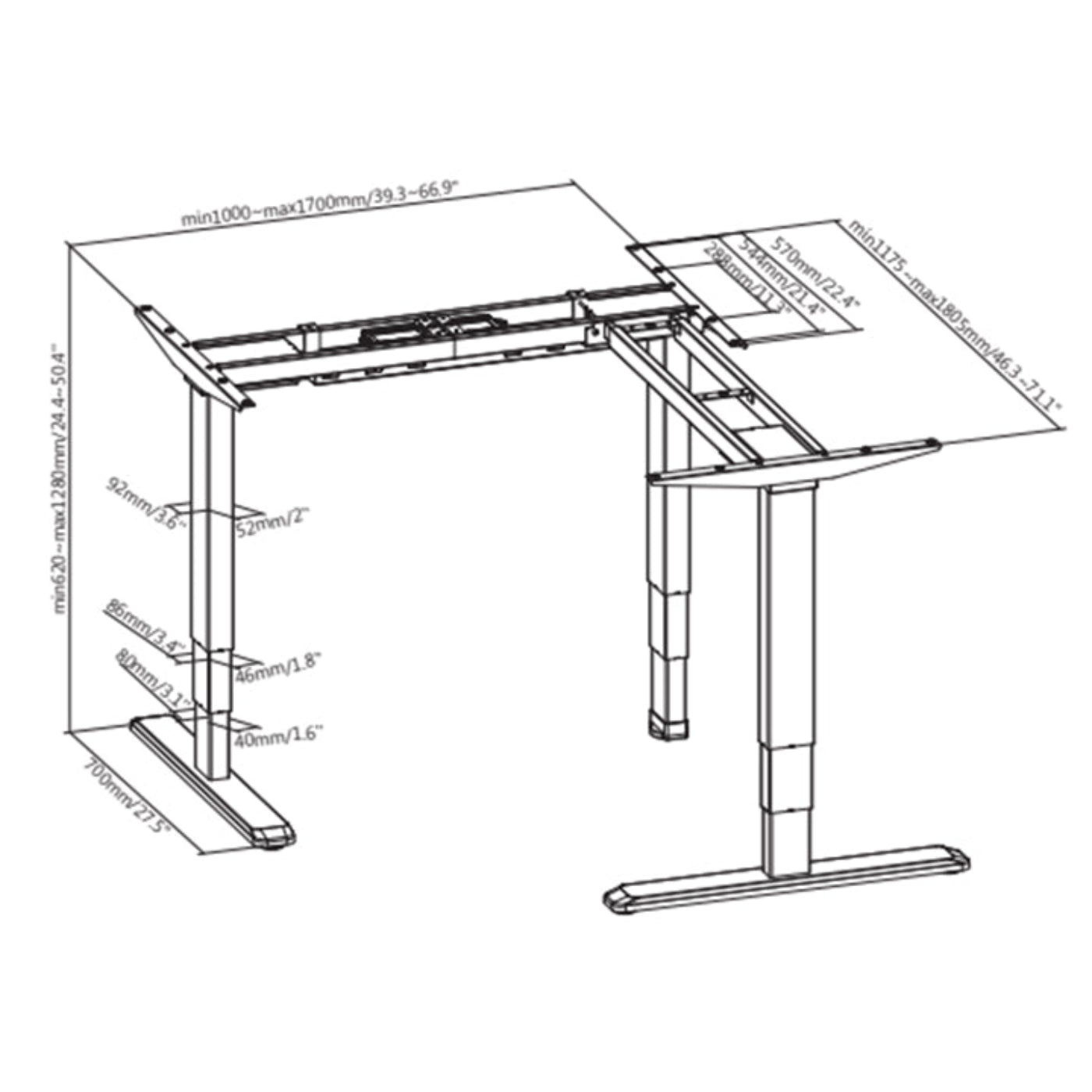 VIVO Electric Multi Motor Corner  Frame with Touch Screen Memory Controller - DESK-V133E